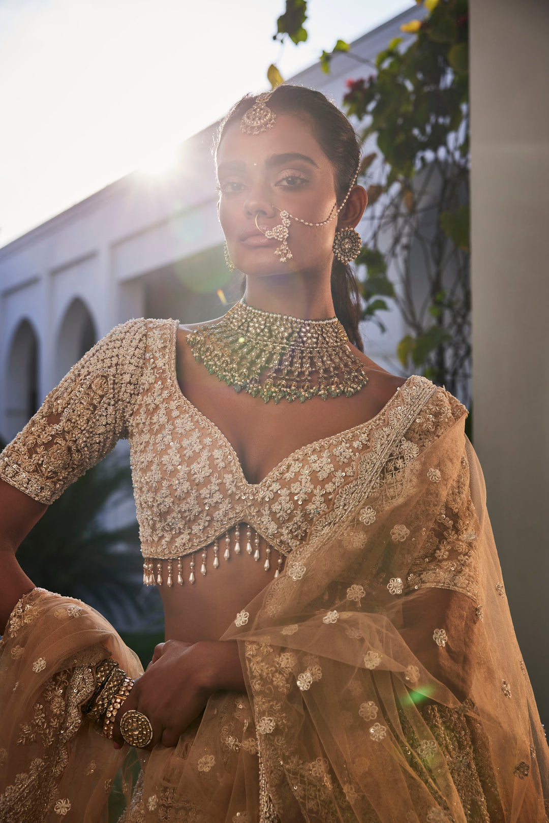 Ivory Organza Embroidered Set