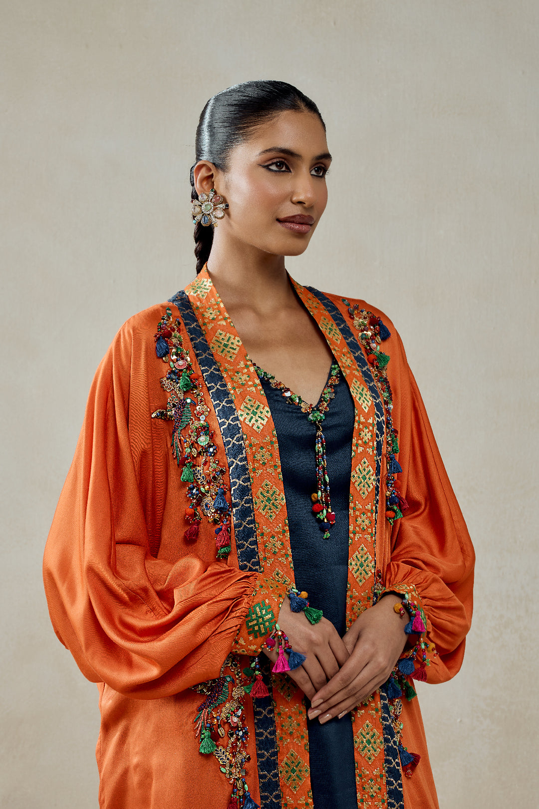 Orange Modal Silk Cape With Patola Silk Salwar Set