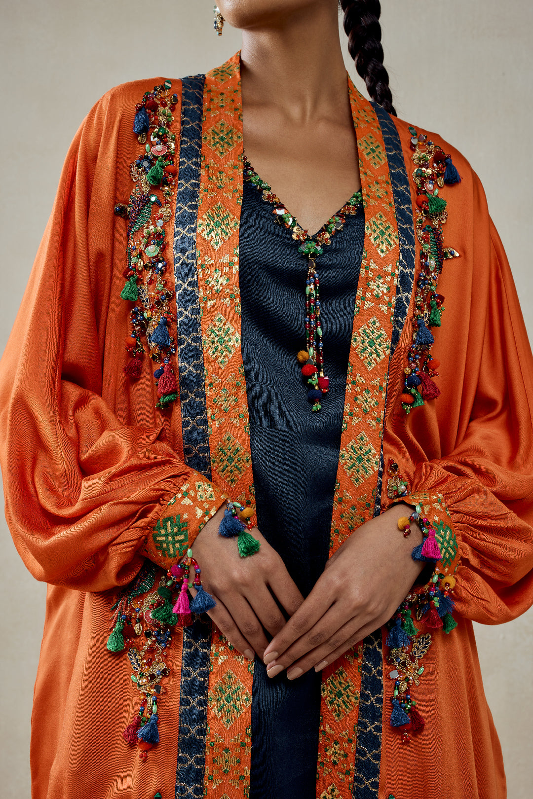 Orange Modal Silk Cape With Patola Silk Salwar Set