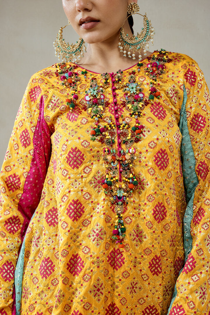 Yellow Patola Silk Suit Salwar Set