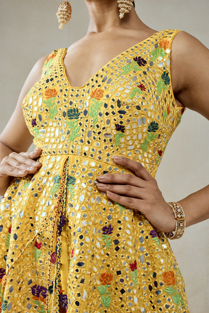 Yellow Sharara Trouser  Peplum Set