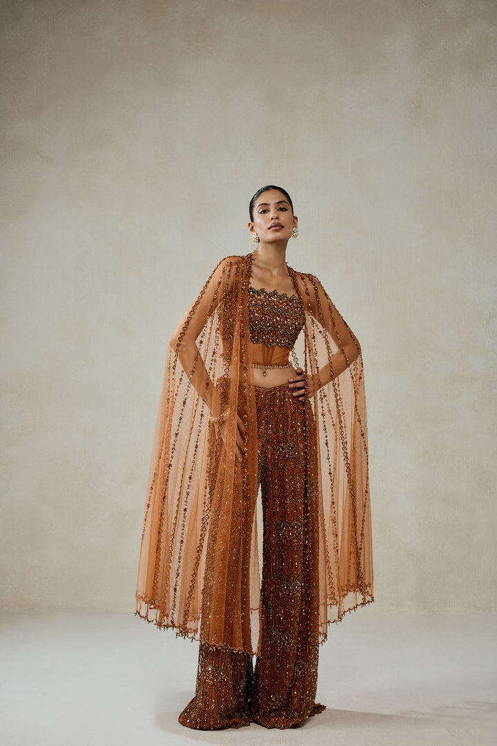 Copper Copper With Cape Sharara Set