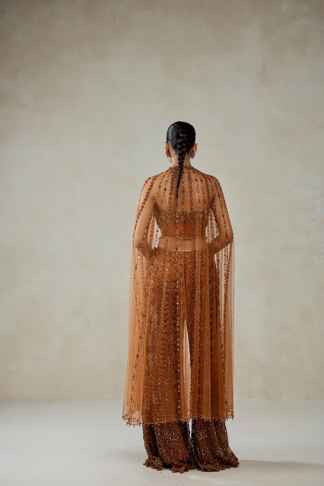Copper Copper With Cape Sharara Set