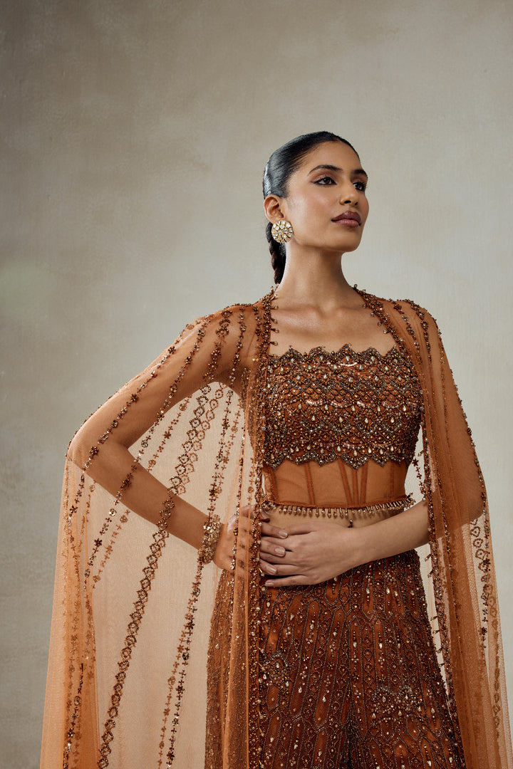 Copper Copper With Cape Sharara Set