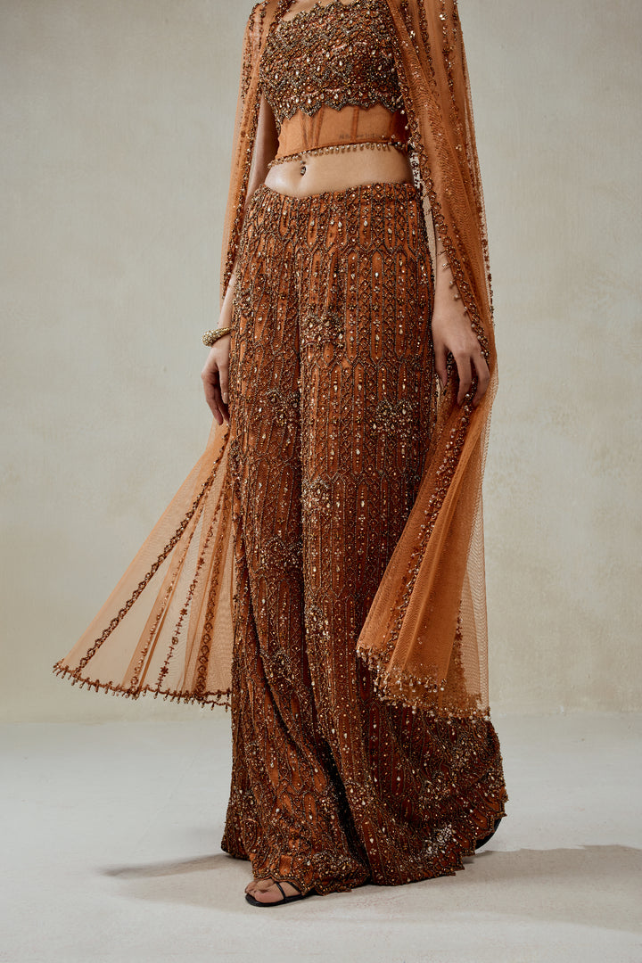 Copper Copper With Cape Sharara Set