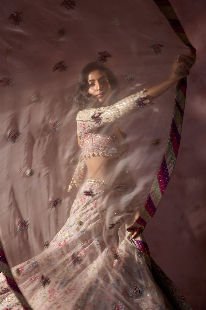 Dusty Pink Organza Lehenga Set
