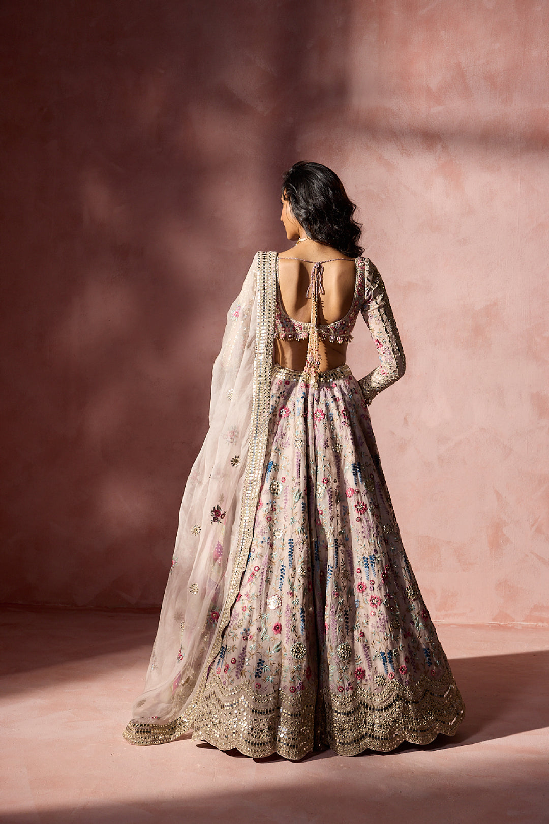 Dusty Pink Organza Lehenga Set