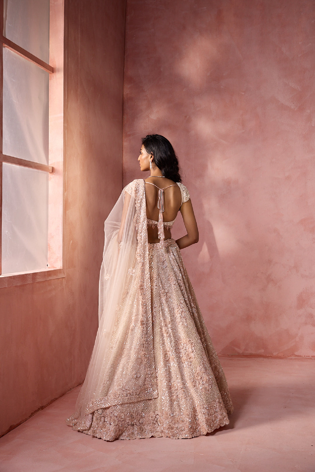 Blush Pink Net Lehenga Set