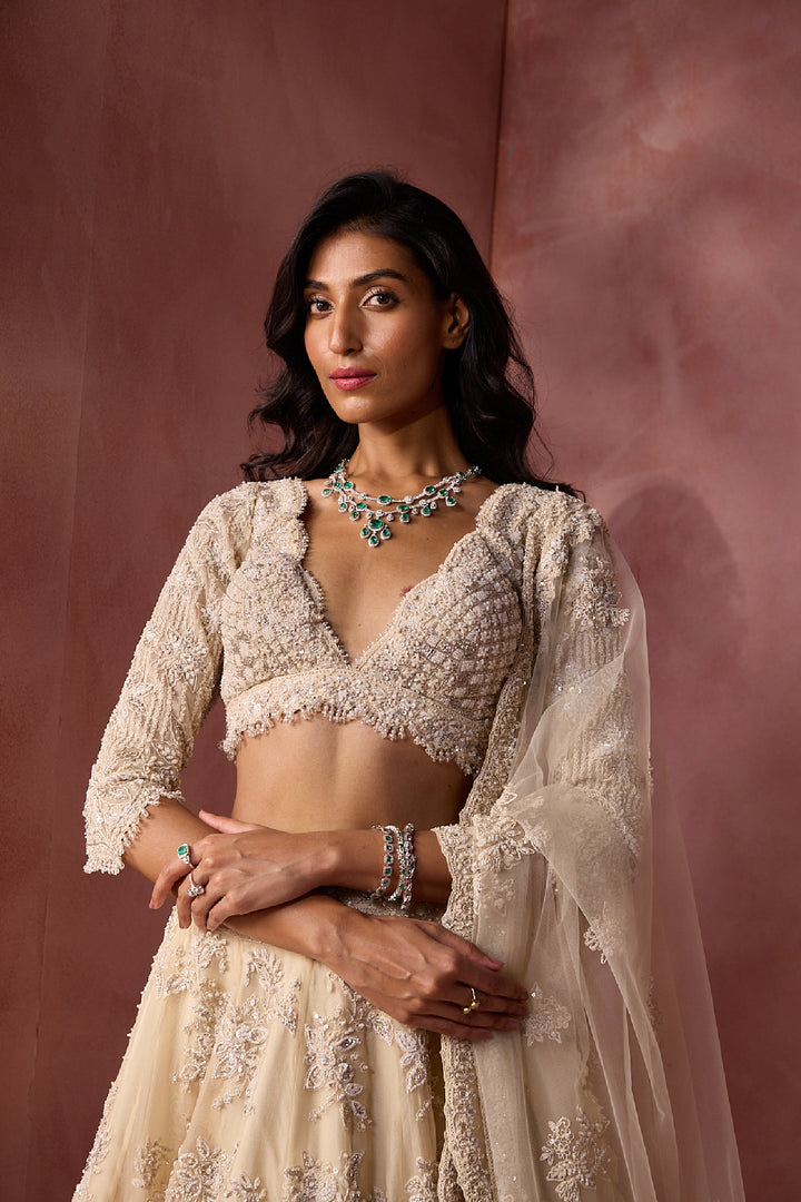 Ivory Organza Lehenga Set