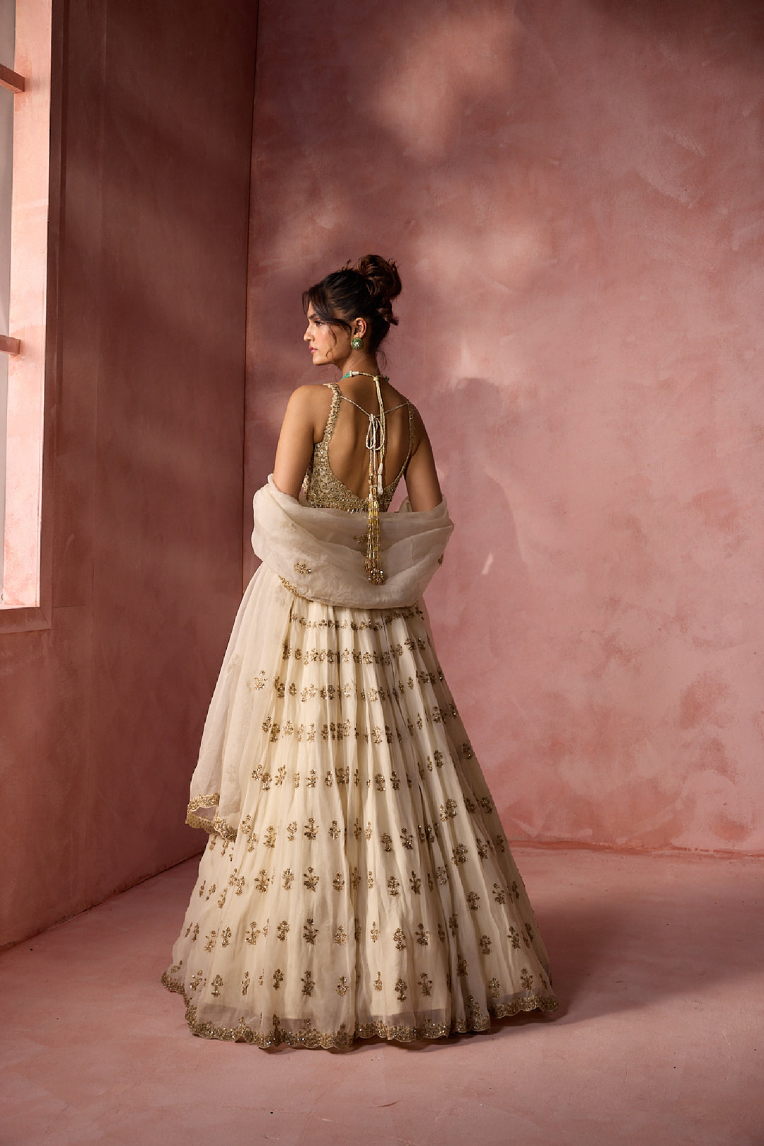 Cream Organza Lehenga Set