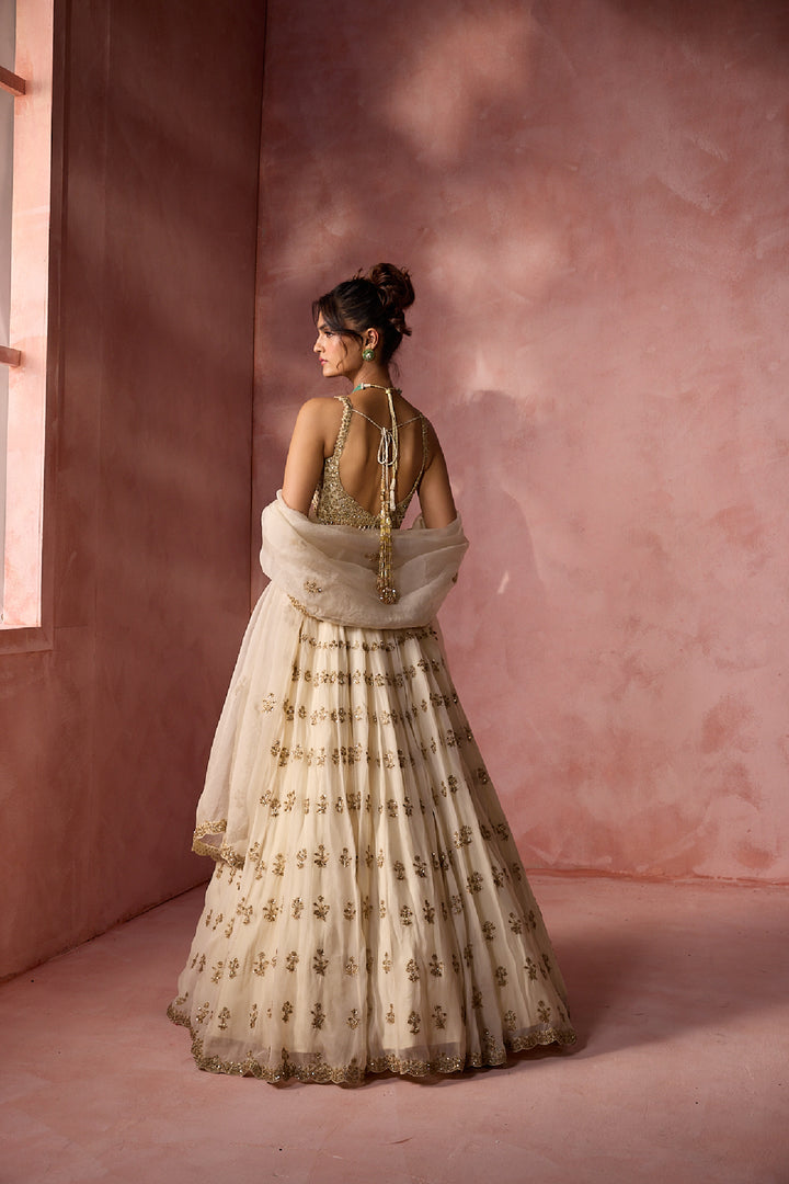 Cream Organza Lehenga Set