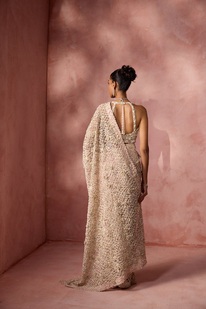 Blush Pink Net Saree Set