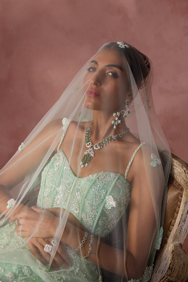 Mint Green Net Lehenga Set