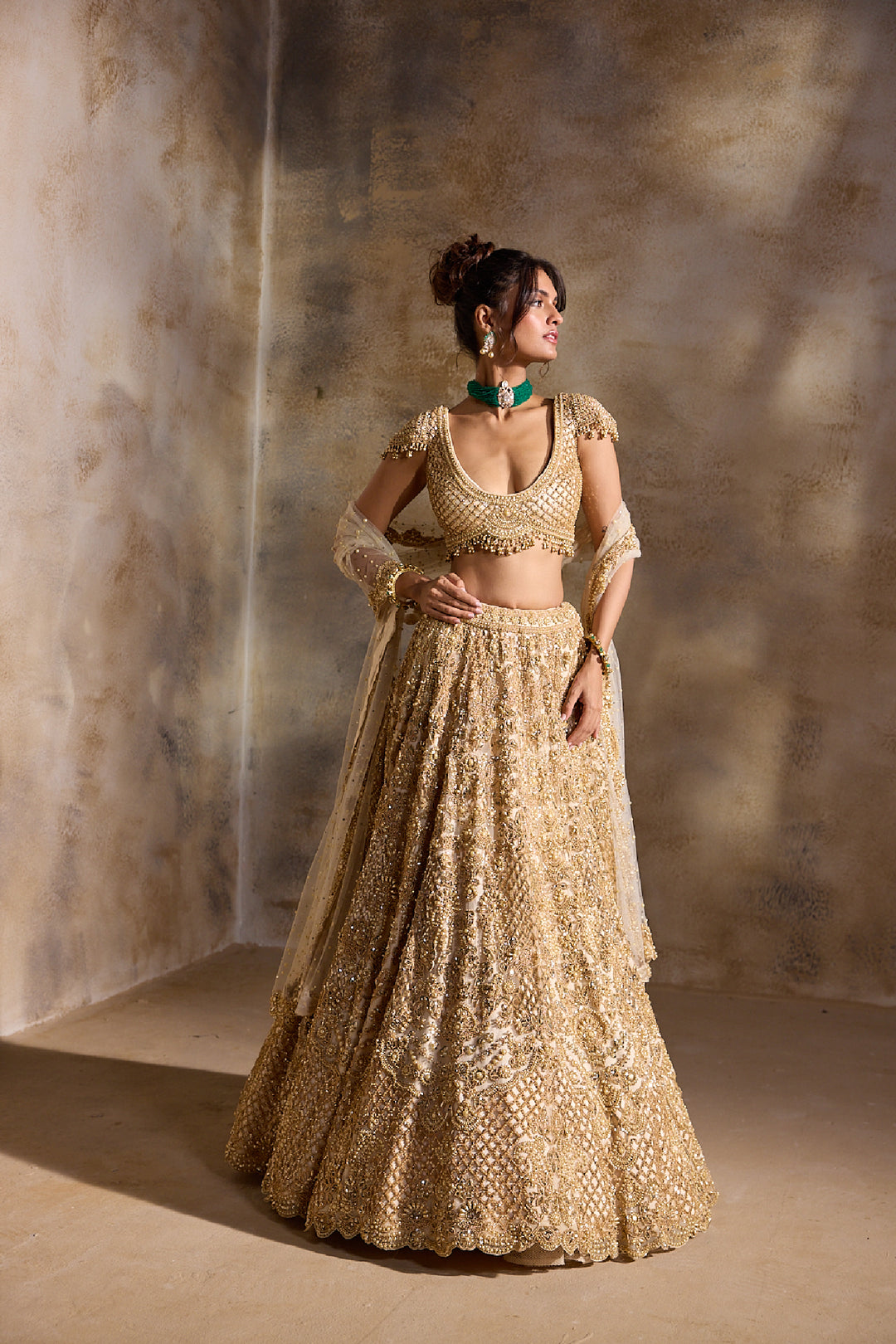 Gold Cutwork Lehenga Set