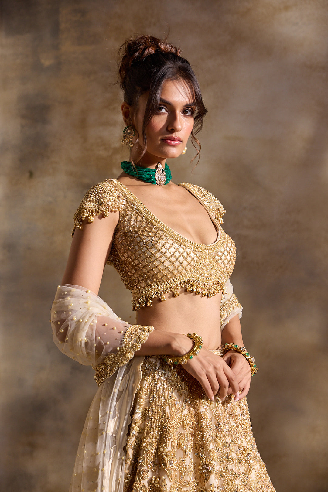 Gold Cutwork Lehenga Set