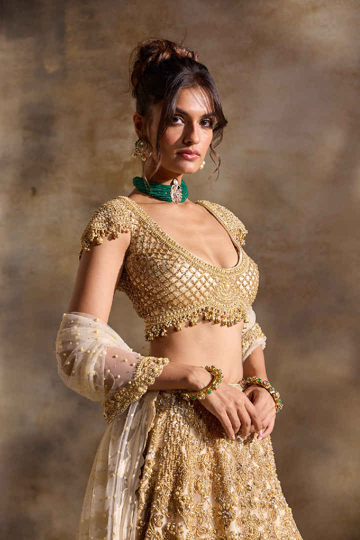 Gold Cutwork Lehenga Set