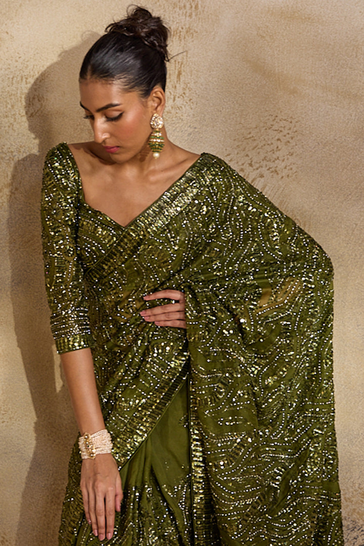 Olive Green Saree Blouse