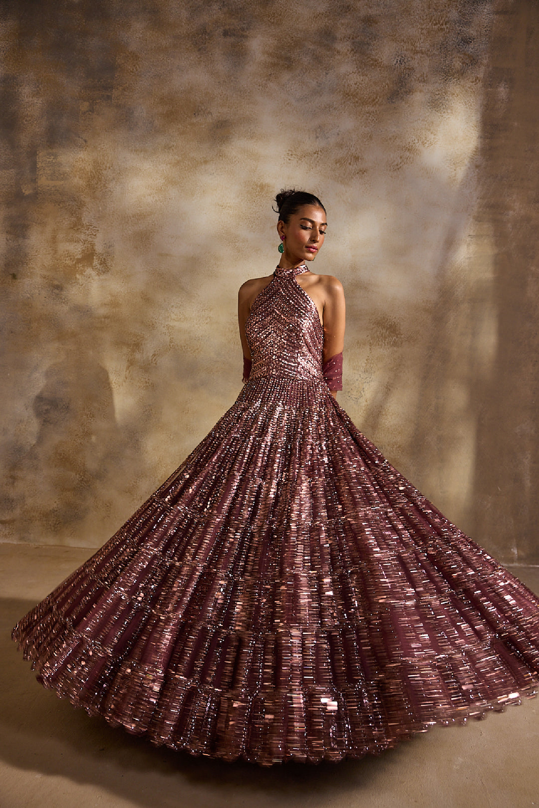 Old Rose Gown And Dupatta Set