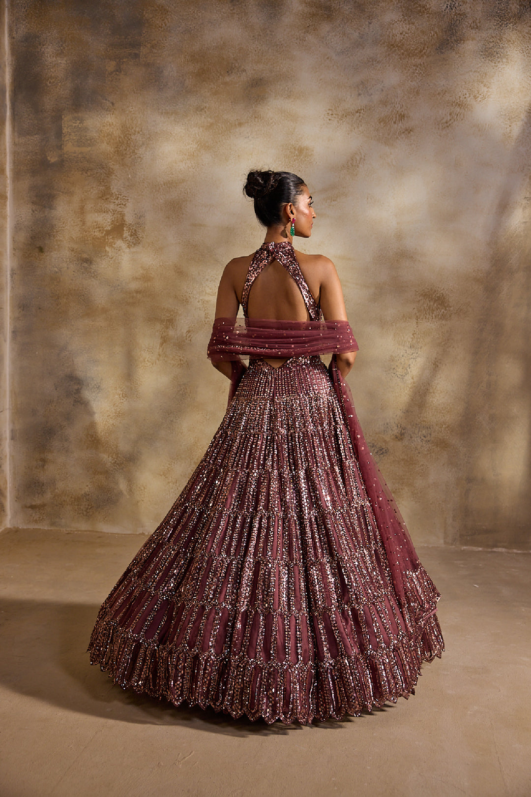 Old Rose Gown And Dupatta Set
