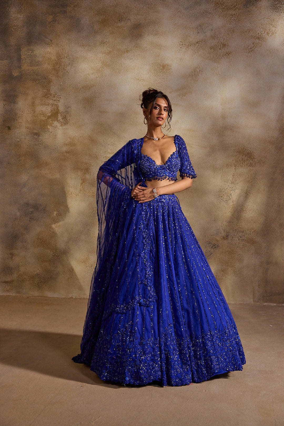 Electric Blue Lehenga Choli Dupatta