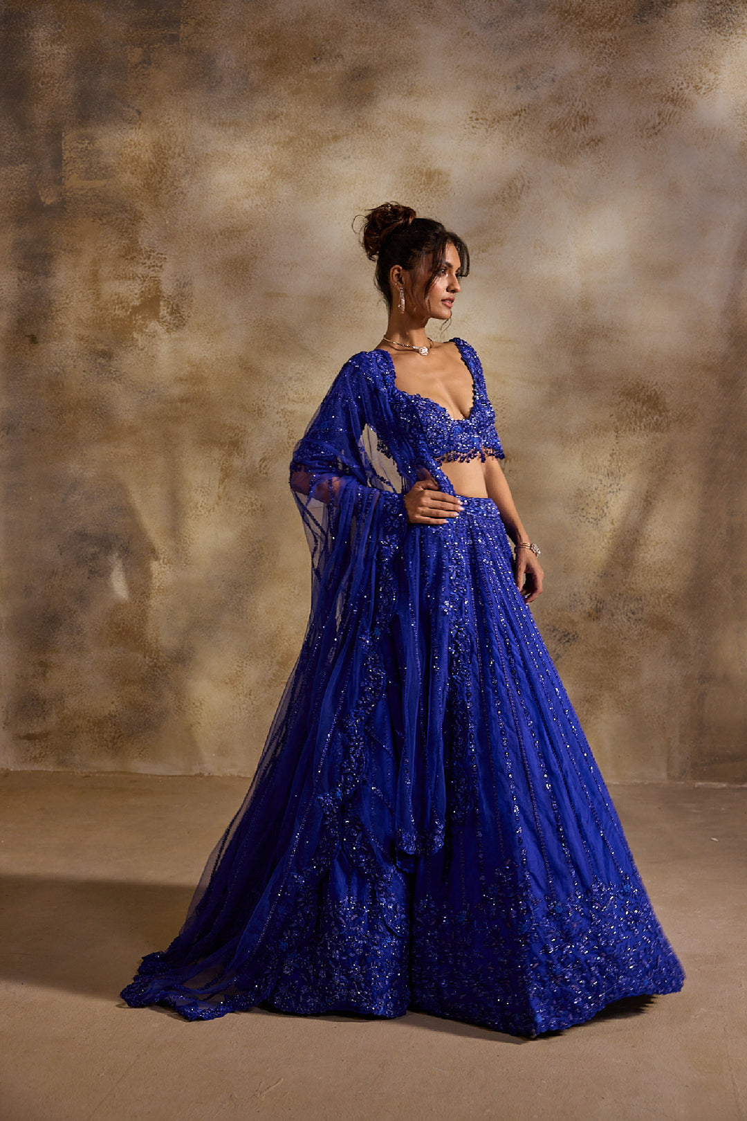 Electric Blue Lehenga Choli Dupatta
