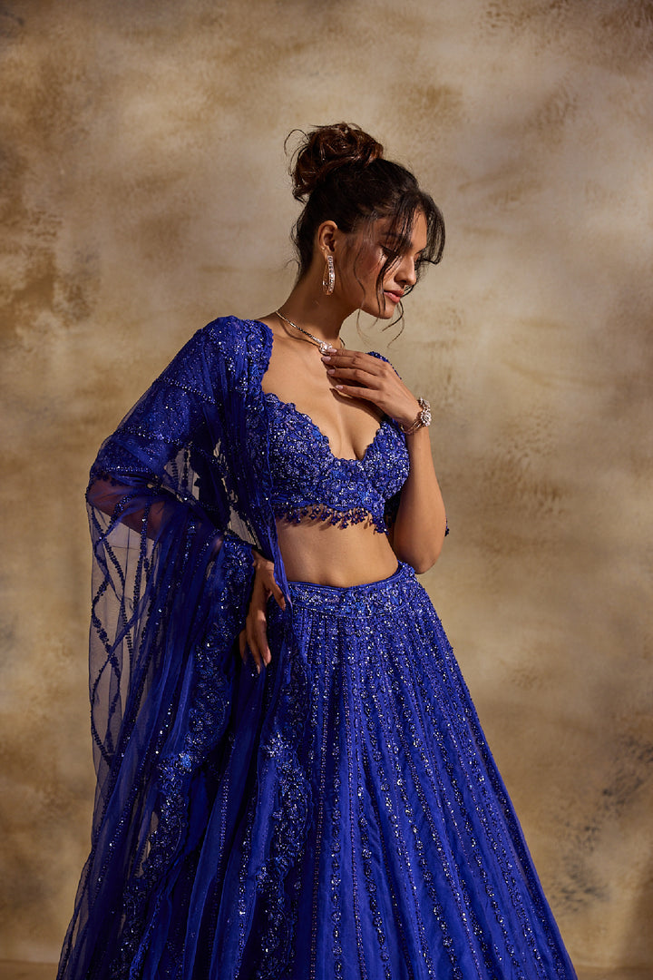 Electric Blue Lehenga Choli Dupatta