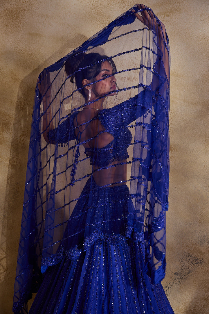 Electric Blue Lehenga Choli Dupatta