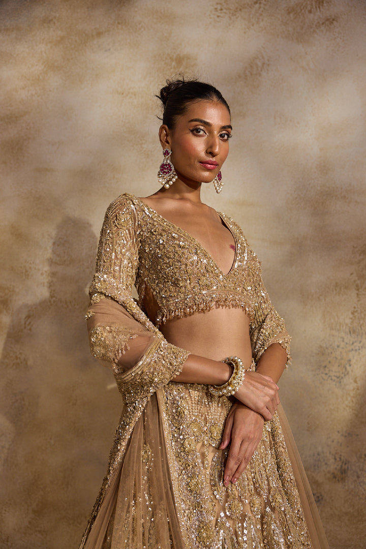 Champagne Gold Lehenga Choli Dupatta