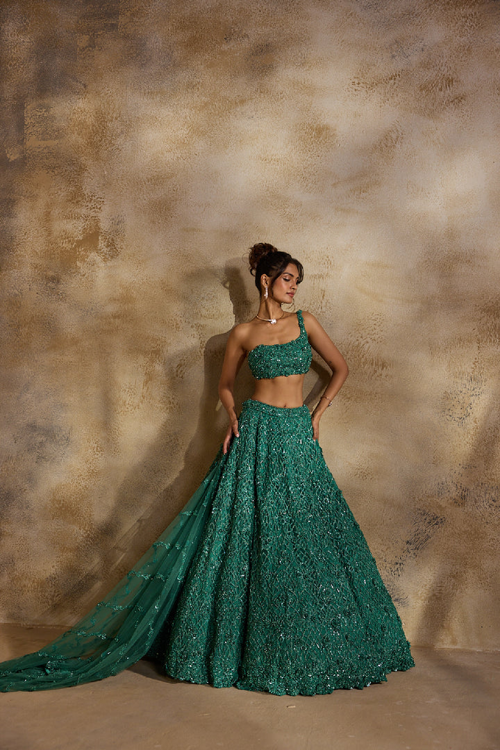 Forest Green Lehenga Choli Dupatta