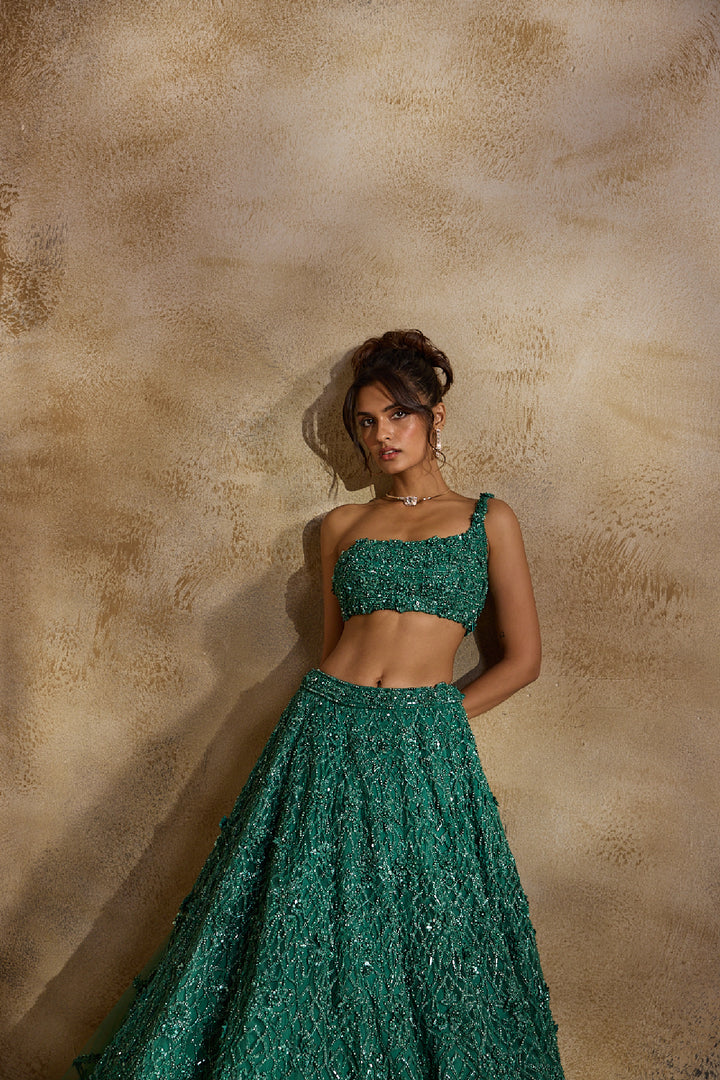 Forest Green Lehenga Choli Dupatta