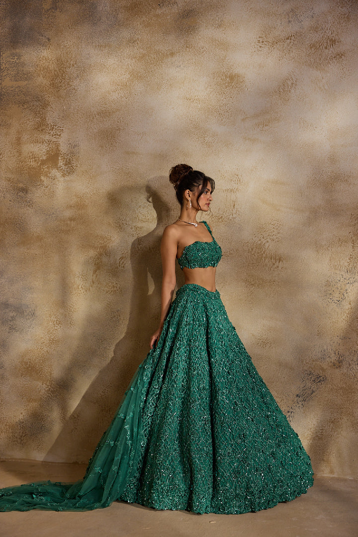 Forest Green Lehenga Choli Dupatta