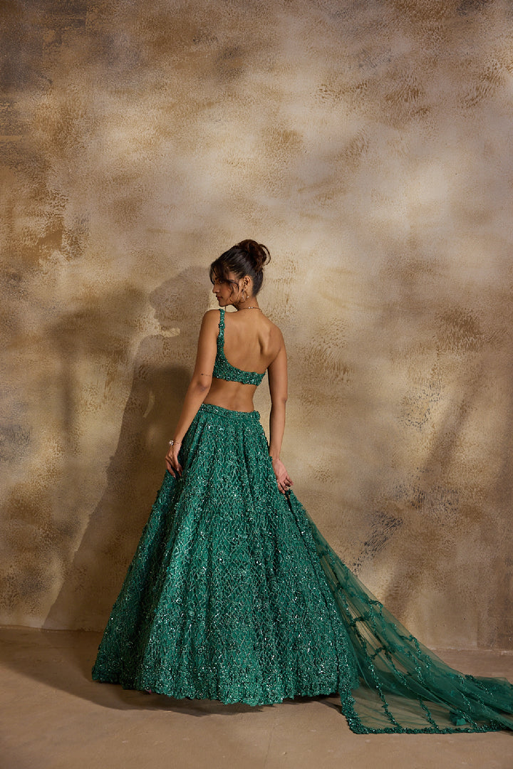 Forest Green Lehenga Choli Dupatta