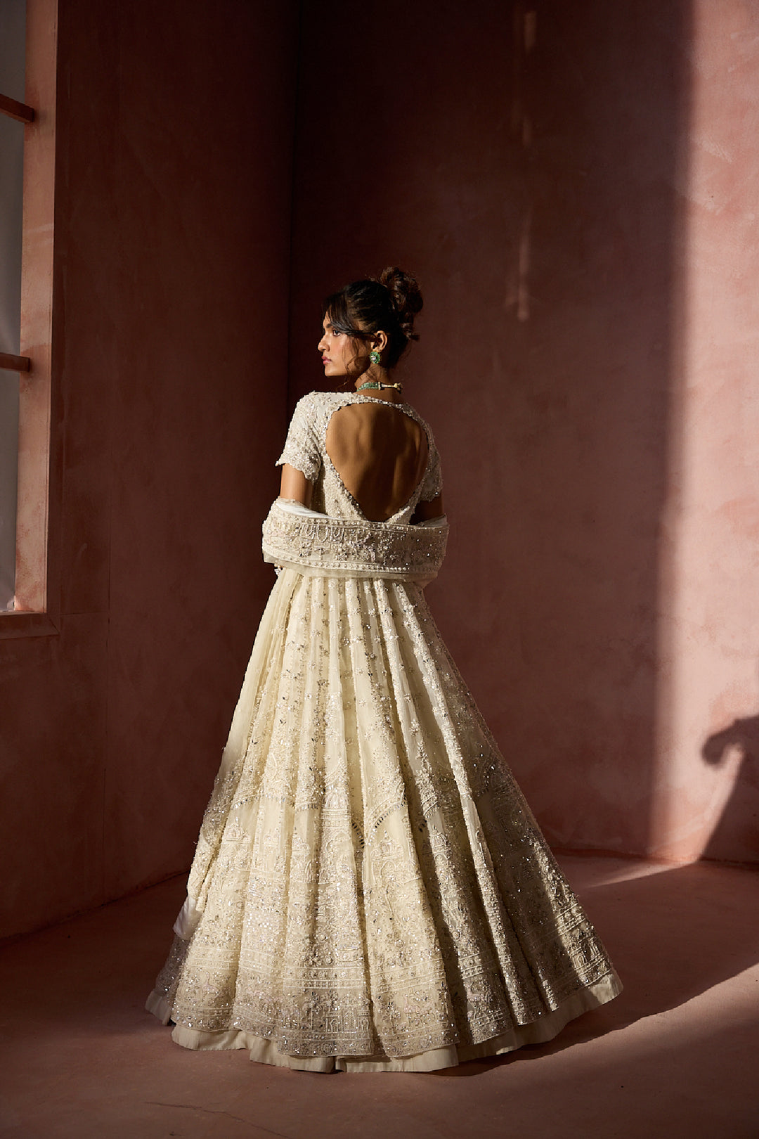 Off White Organza Kalidar With Shimmer Lehenga Dupatta