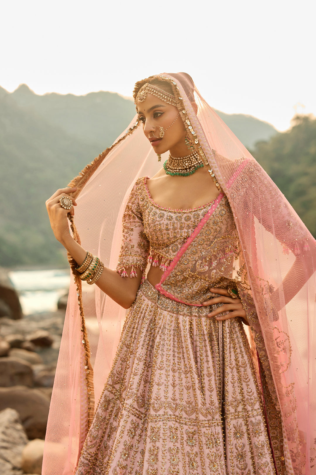 Blush Pink Vintage Lehenga