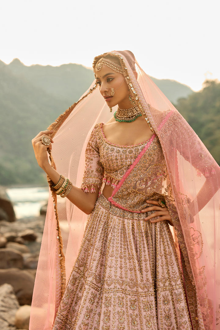 Blush Pink Vintage Lehenga