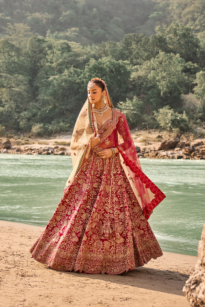 Vermillion Forest Lehenga