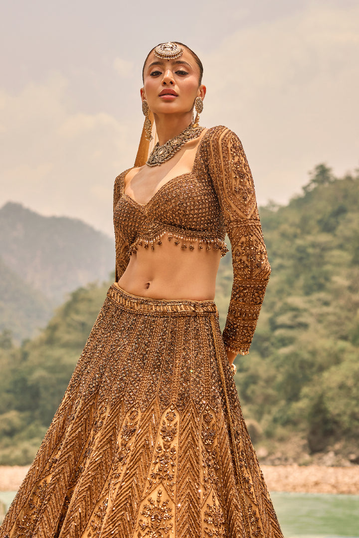 Copper Jewelled Lehenga