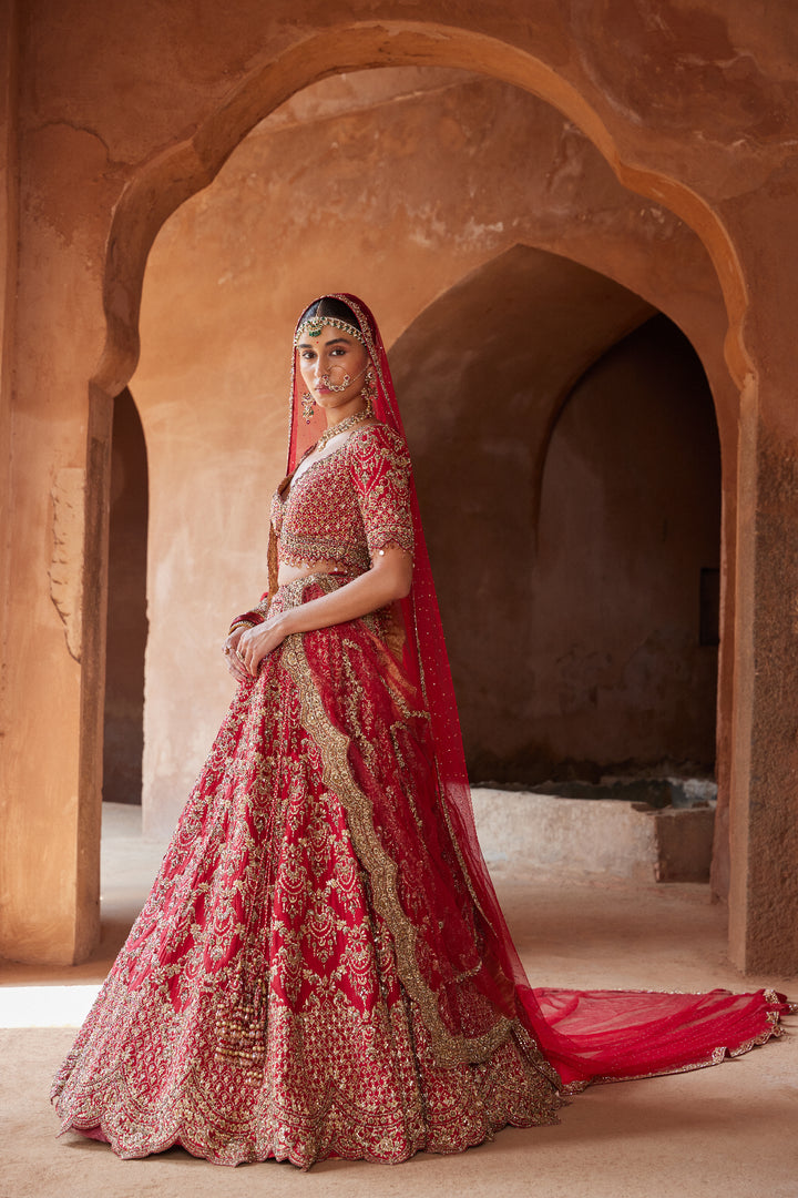 Red Jhoomar Lehenga