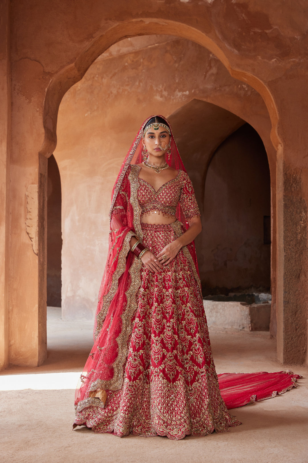 Red Jhoomar Lehenga