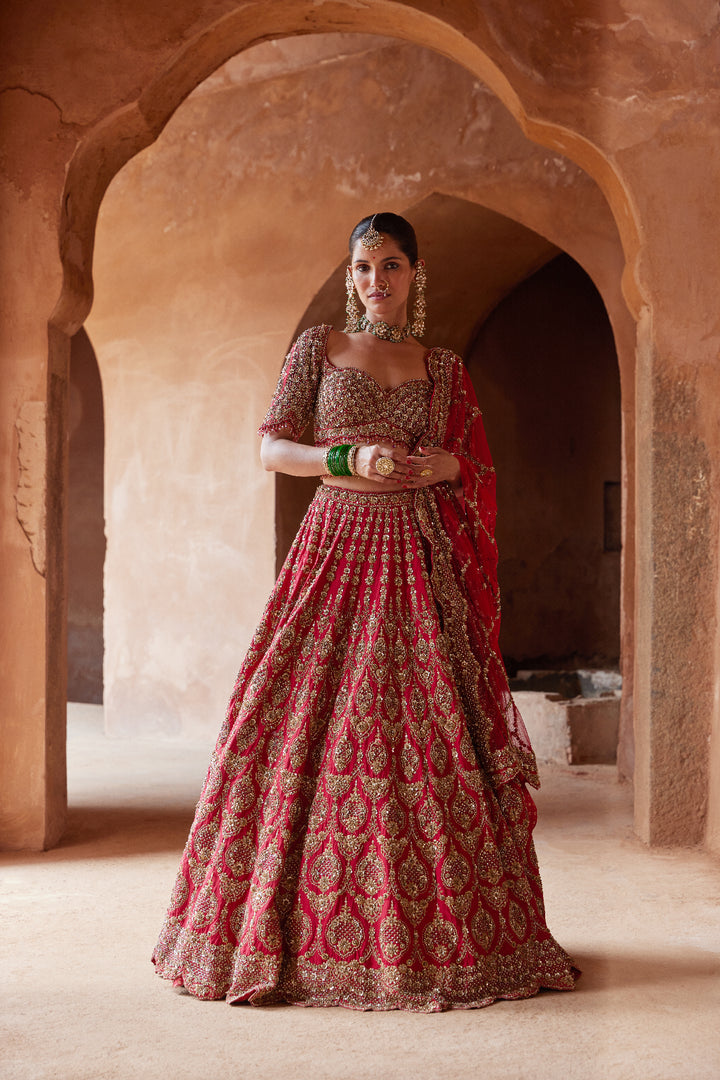 Deep Red Nagma Lehenga