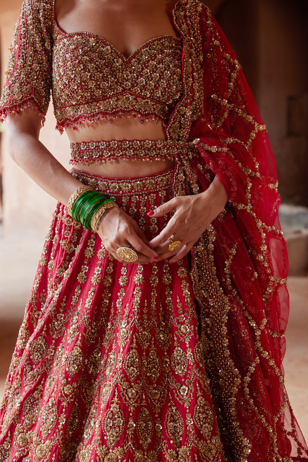 Deep Red Nagma Lehenga