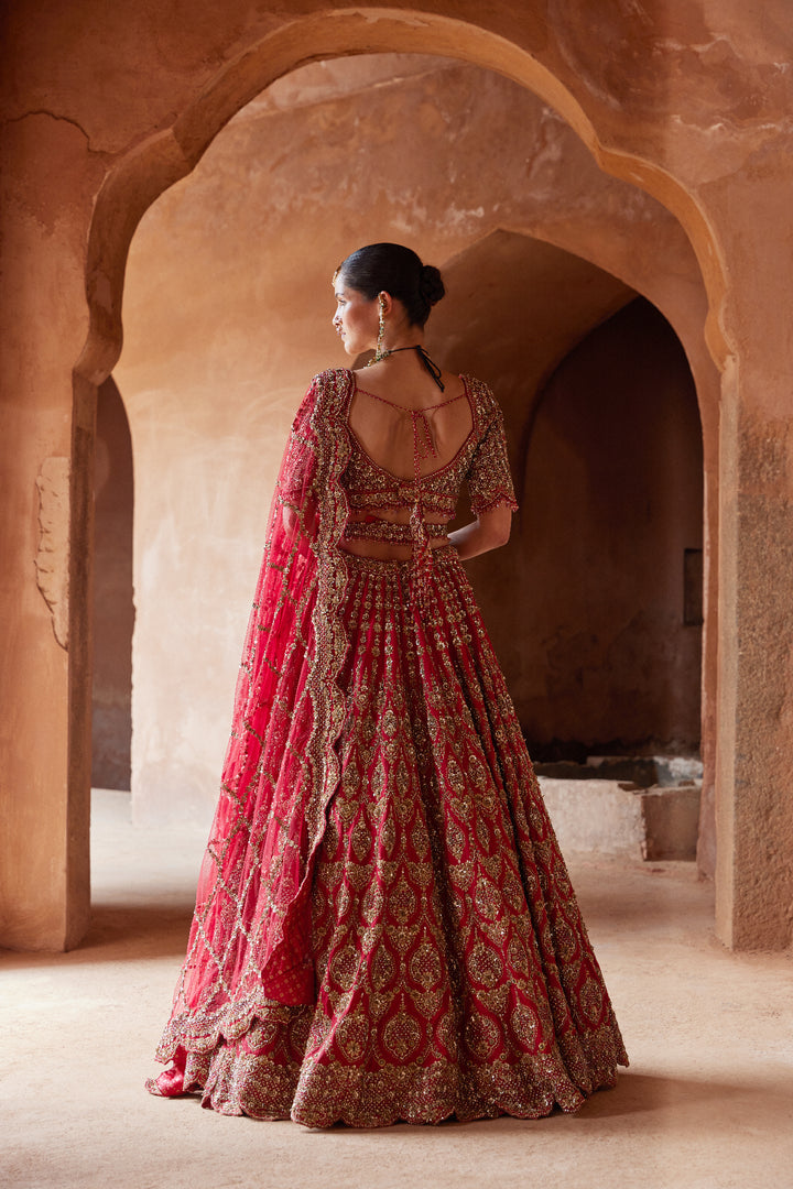 Deep Red Nagma Lehenga