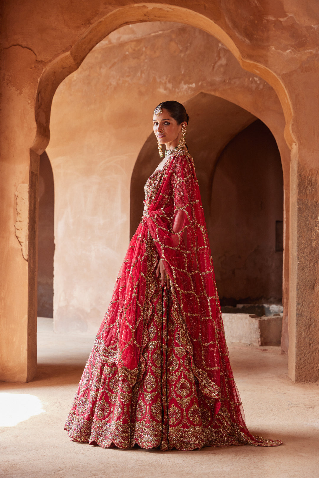 Deep Red Nagma Lehenga