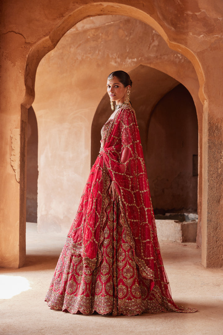 Deep Red Nagma Lehenga