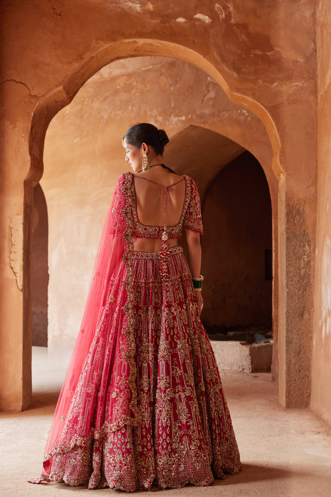 Red Dabka Lehenga