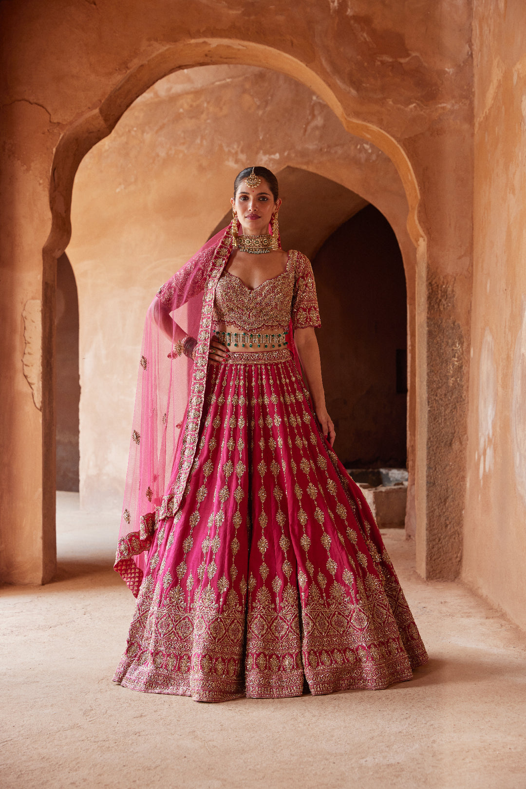Fuschia Tarrunum Lehenga