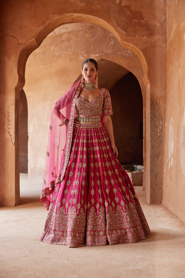 Fuschia Tarrunum Lehenga