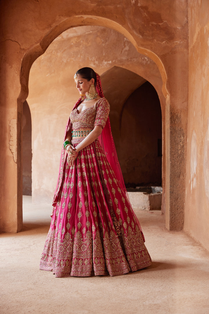Fuschia Tarrunum Lehenga