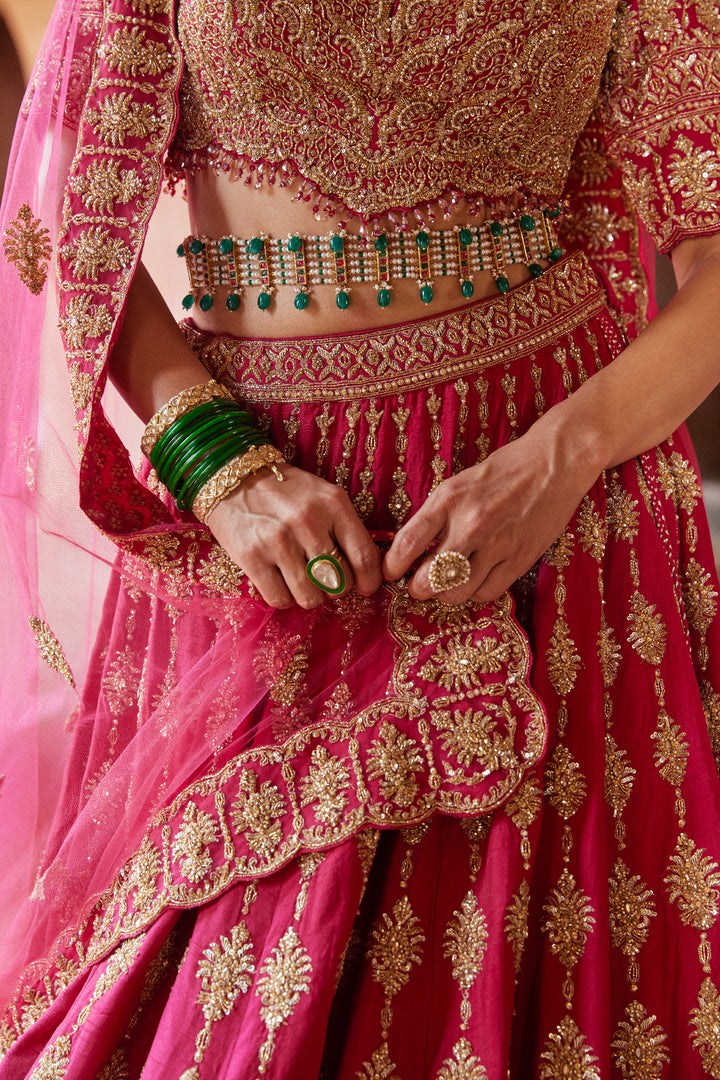 Fuschia Tarrunum Lehenga