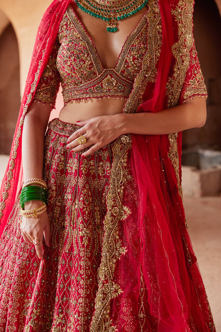 Red Raas Lehenga